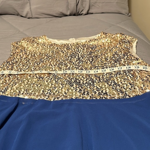 Rose Gal blue and gold  dress NEW - Picture 3 of 10